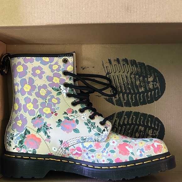 Dr. Martens Multicolor Floral Combat Boots - Picture 2 of 5